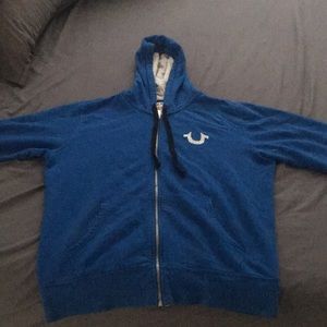 Blue true religion zip up hoodie